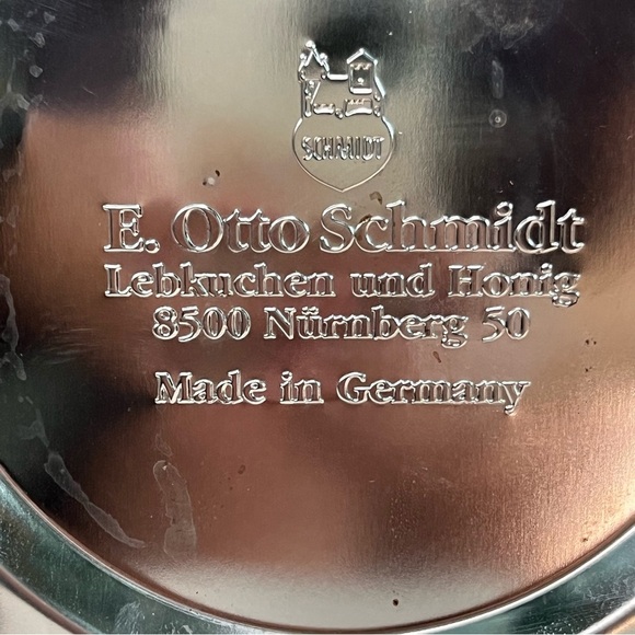 Vintage E. Otto Schmidt Metal Tin Storage Bakery/Biscuit Box-Hinged Lid-Germany - Picture 8 of 13